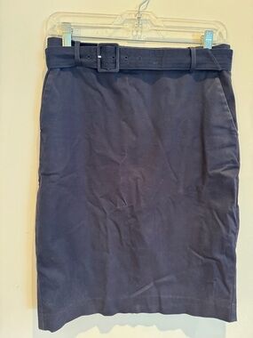 Women’s J. Crew Navy Blue Pencil Skirt with Belt, Size 4